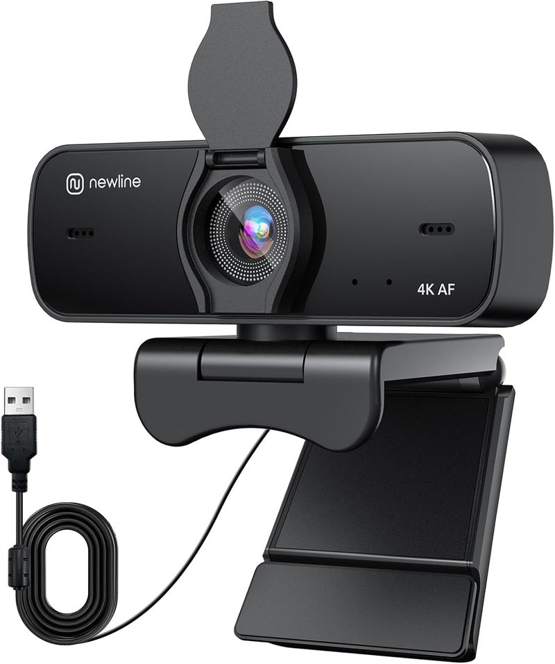 NewLine 4K Webcam for PC, 4K UHD USB Webcam with Microphone, New Upgraded Auto Focus, Low Distortion, Privacy Cover, PC Camera for Zoom, Skype, Teams, Laptop, Conferencing, Calling, NewEye 60s - Image 1